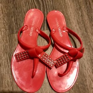 Ivanka Trump pink jelly bow tie sandals
